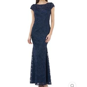 JS Collections Blue Cap Sleeve Maxi Gown